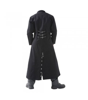 Men Black Long Gothic Coat Studs Buckle Punk Chrome Emo Coat (2025)